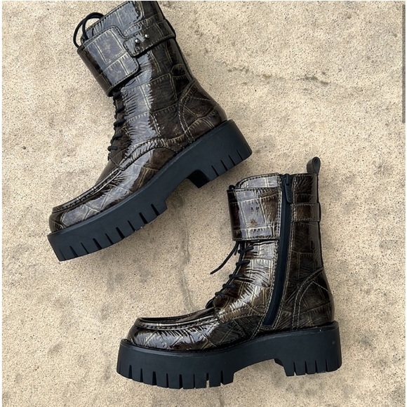 Franco Sarto Dana Women's Black Bronze Combat Boot Women's Size 5 - Picture 6 of 13